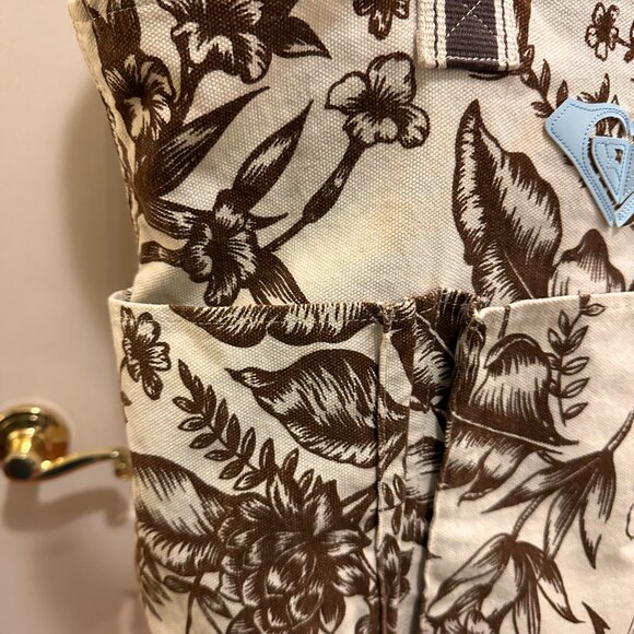 Roxy Tote Bag brown and white botanical floral pattern with blue logo - Picture 7 of 10